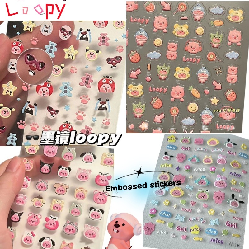 Loopy 3D embossed sticker, tra - Nail Art 评论和价格
